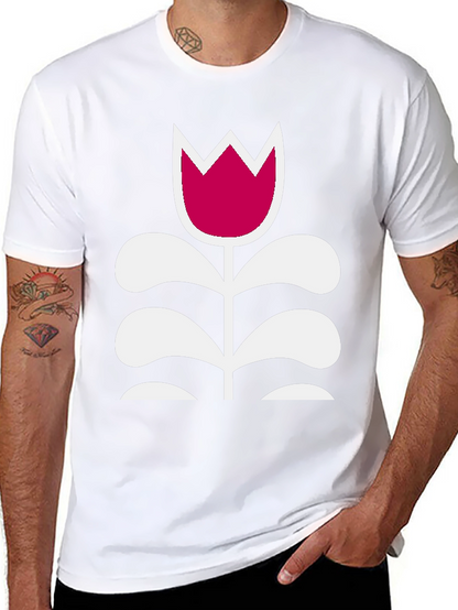 Camiseta Negra con Tulipán Moderno