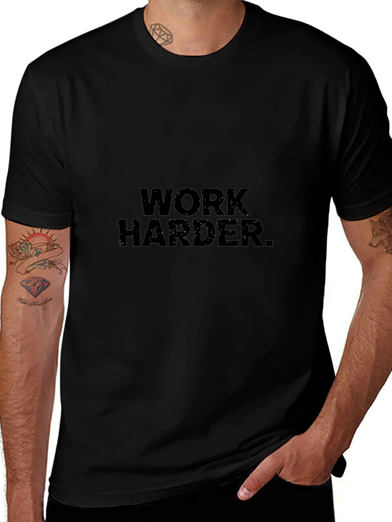 Camiseta Negra: Work Harder.