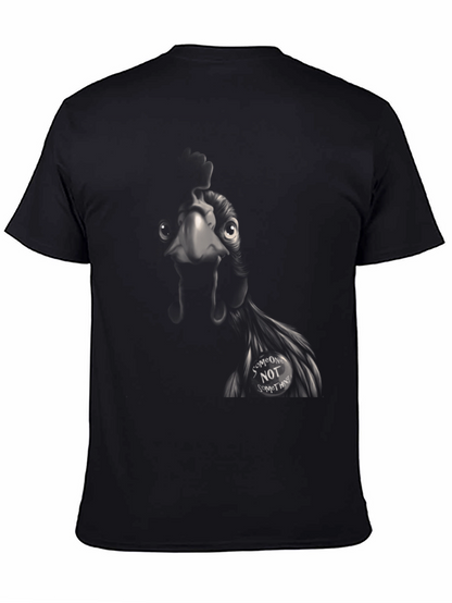 Camiseta Negra con Diseño de Pollo Alguien No Algo