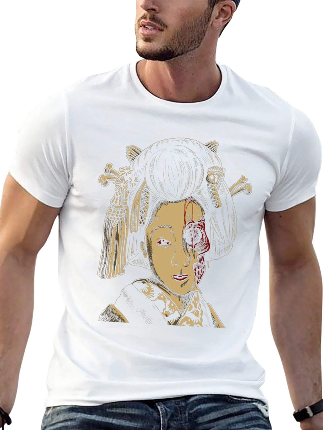 Camiseta con Diseño Geisha Zombie