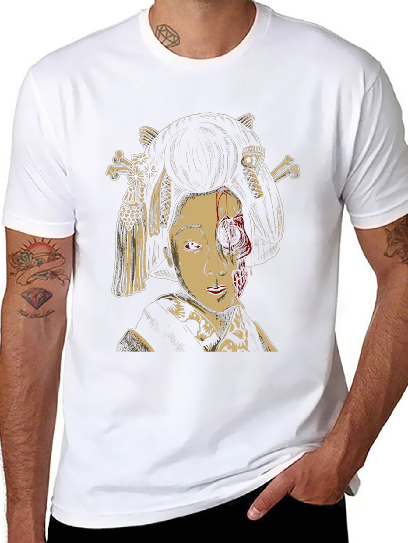 Camiseta con Diseño Geisha Zombie