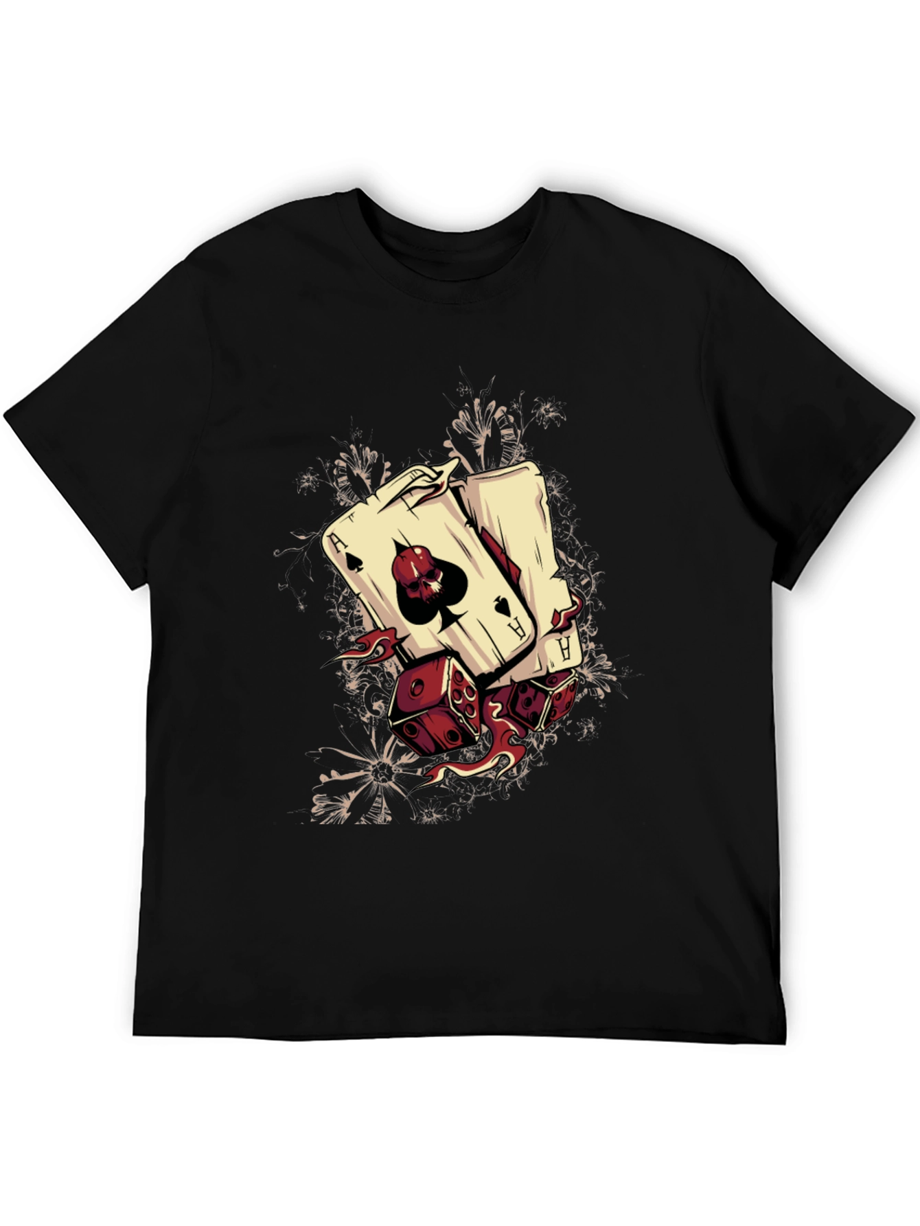 Camiseta Negra Diseño Póker y Dados