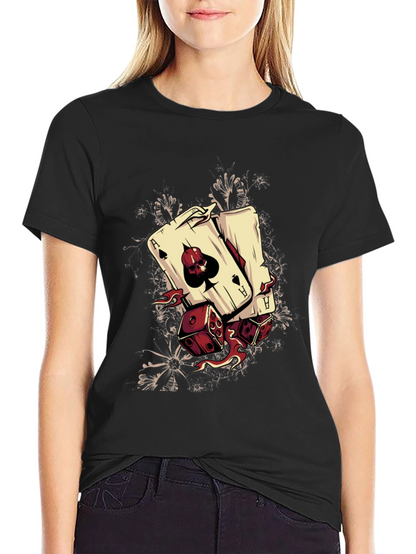 Camiseta Negra Diseño Póker y Dados