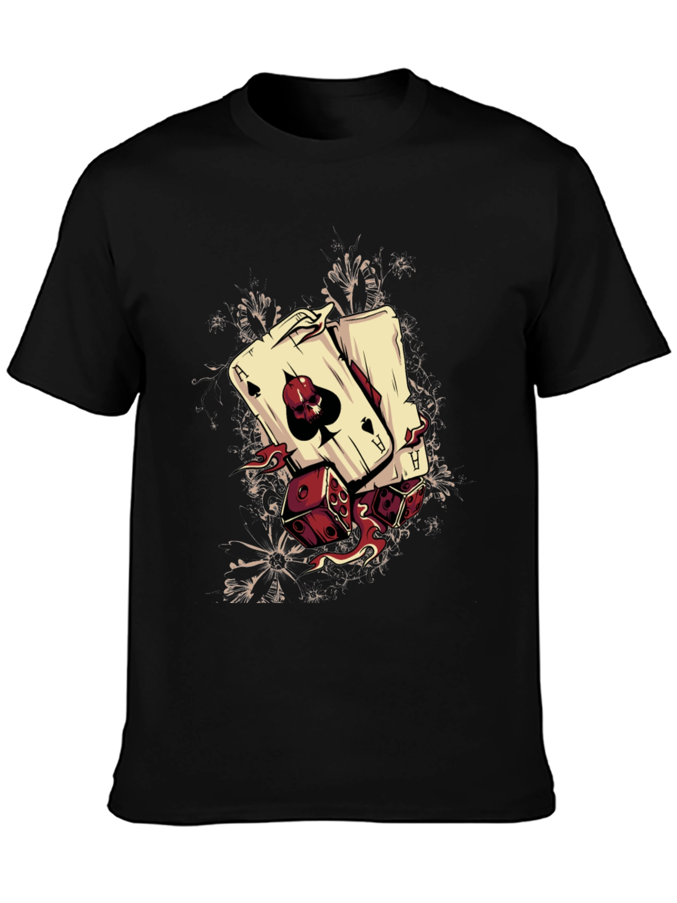 Camiseta Negra Diseño Póker y Dados