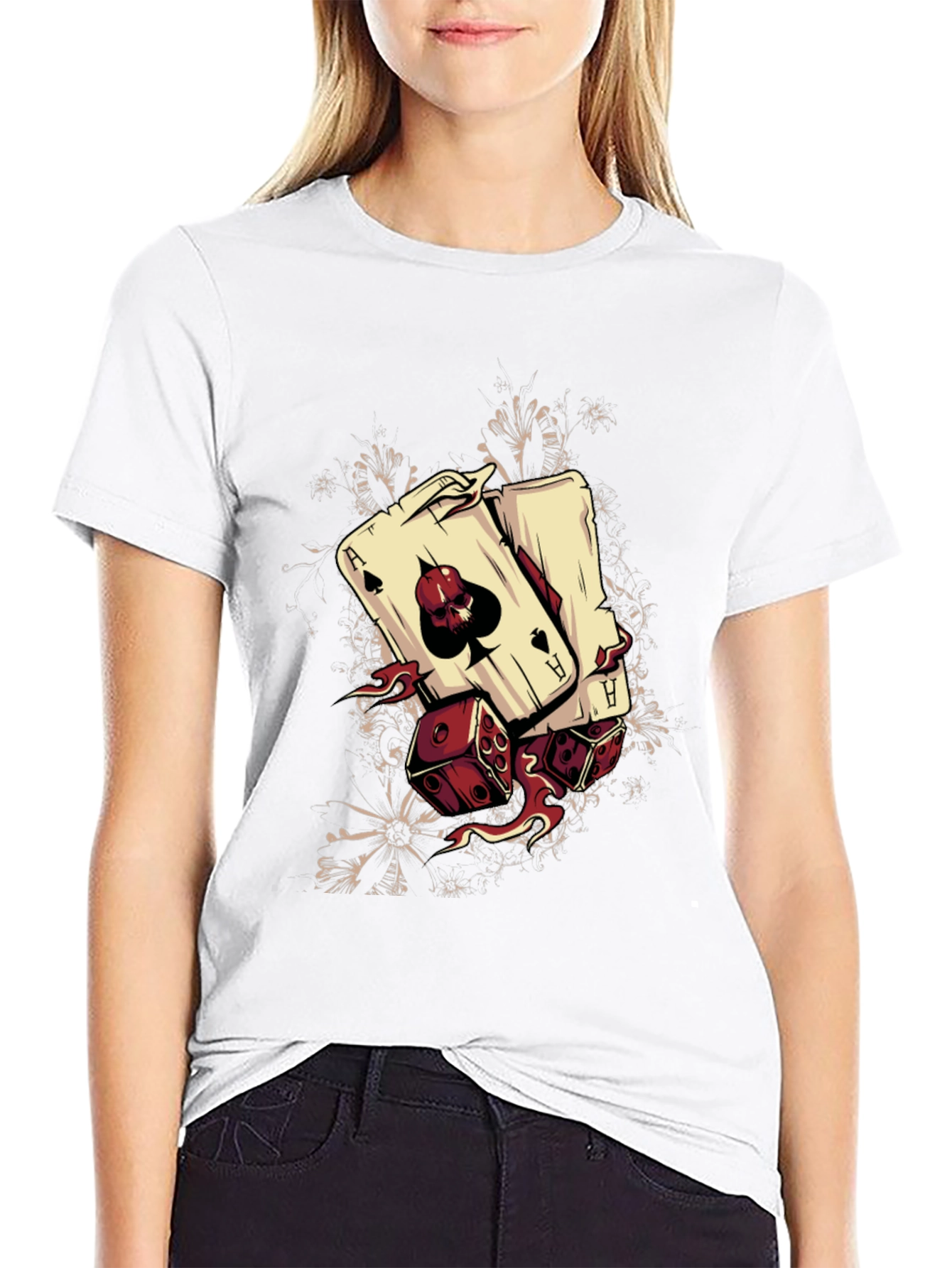 Camiseta Negra Diseño Póker y Dados