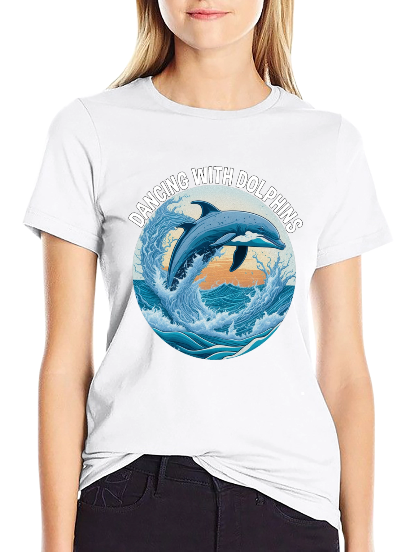 Camiseta Negra: Bailando Con Delfines