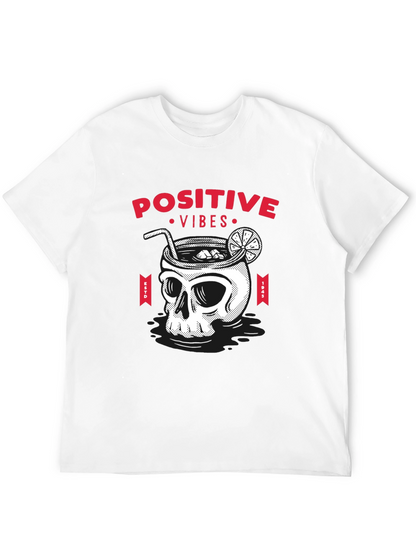 Camiseta Negra Calavera Cóctel Positive Vibes