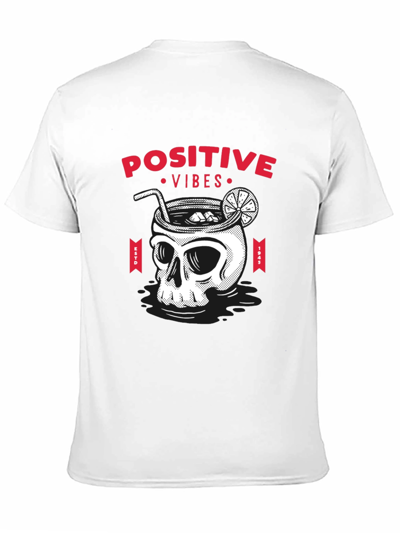 Camiseta Negra Calavera Cóctel Positive Vibes
