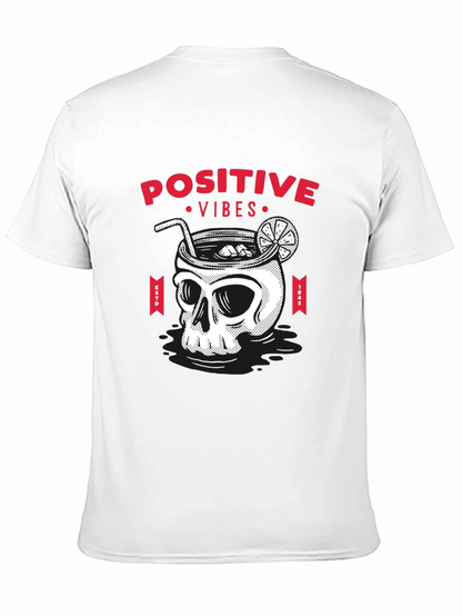 Camiseta Negra Calavera Cóctel Positive Vibes