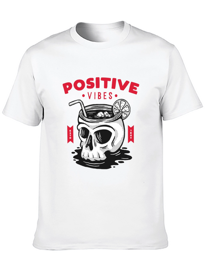 Camiseta Negra Calavera Cóctel Positive Vibes