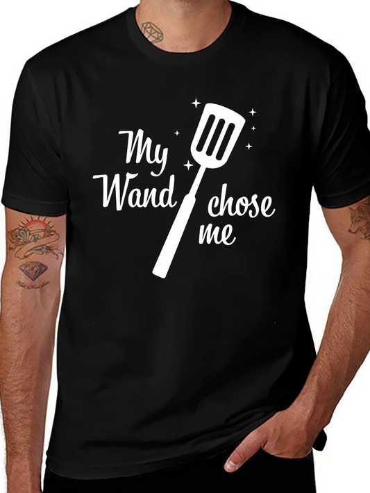 Camiseta Negra My Wand Chose Me para Amantes de la Cocina