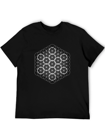Camiseta Negra Hombre Diseño Geométrico