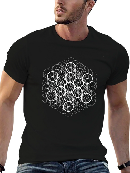 Camiseta Negra Hombre Diseño Geométrico