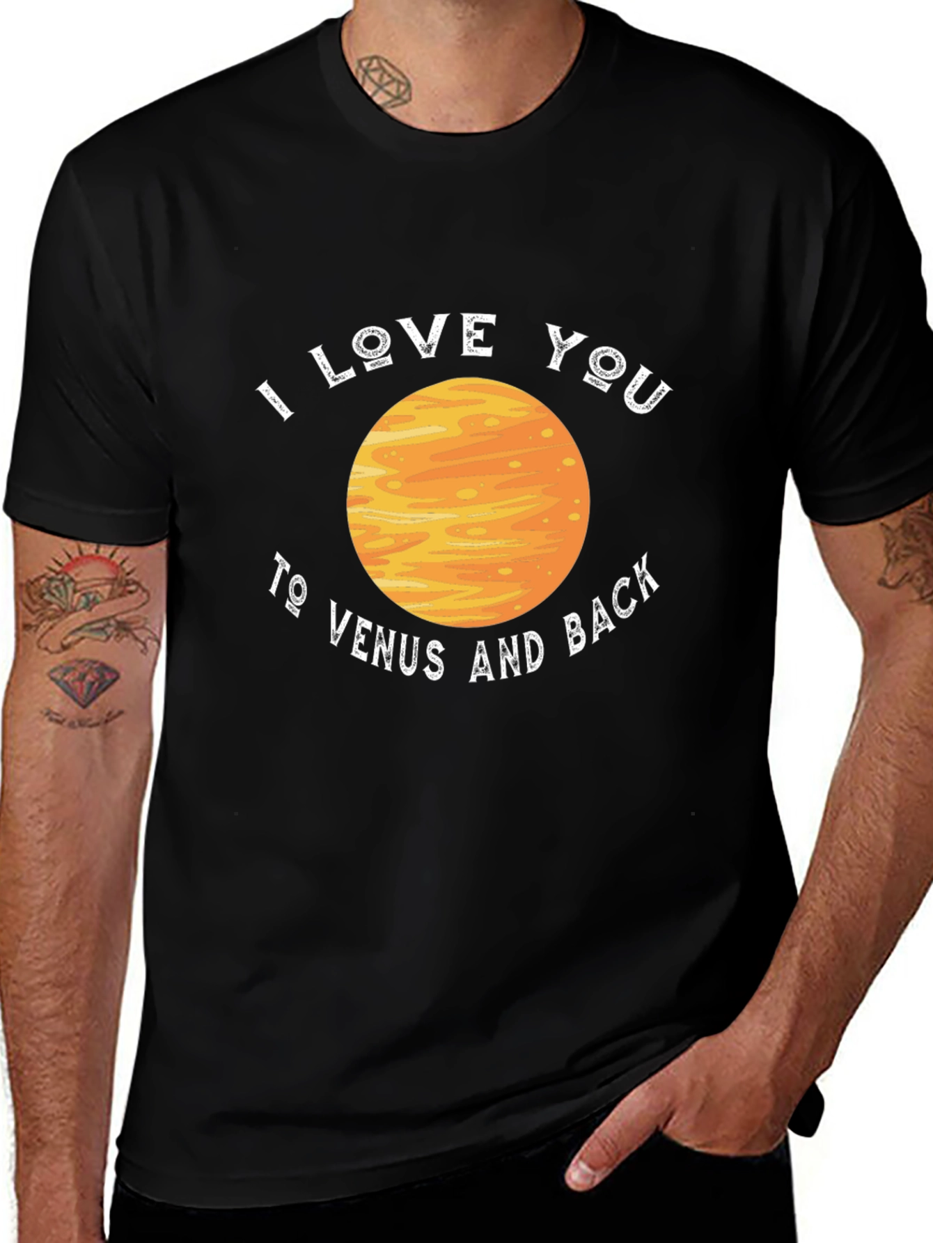 Camiseta Negra Te amo a Venus y de vuelta