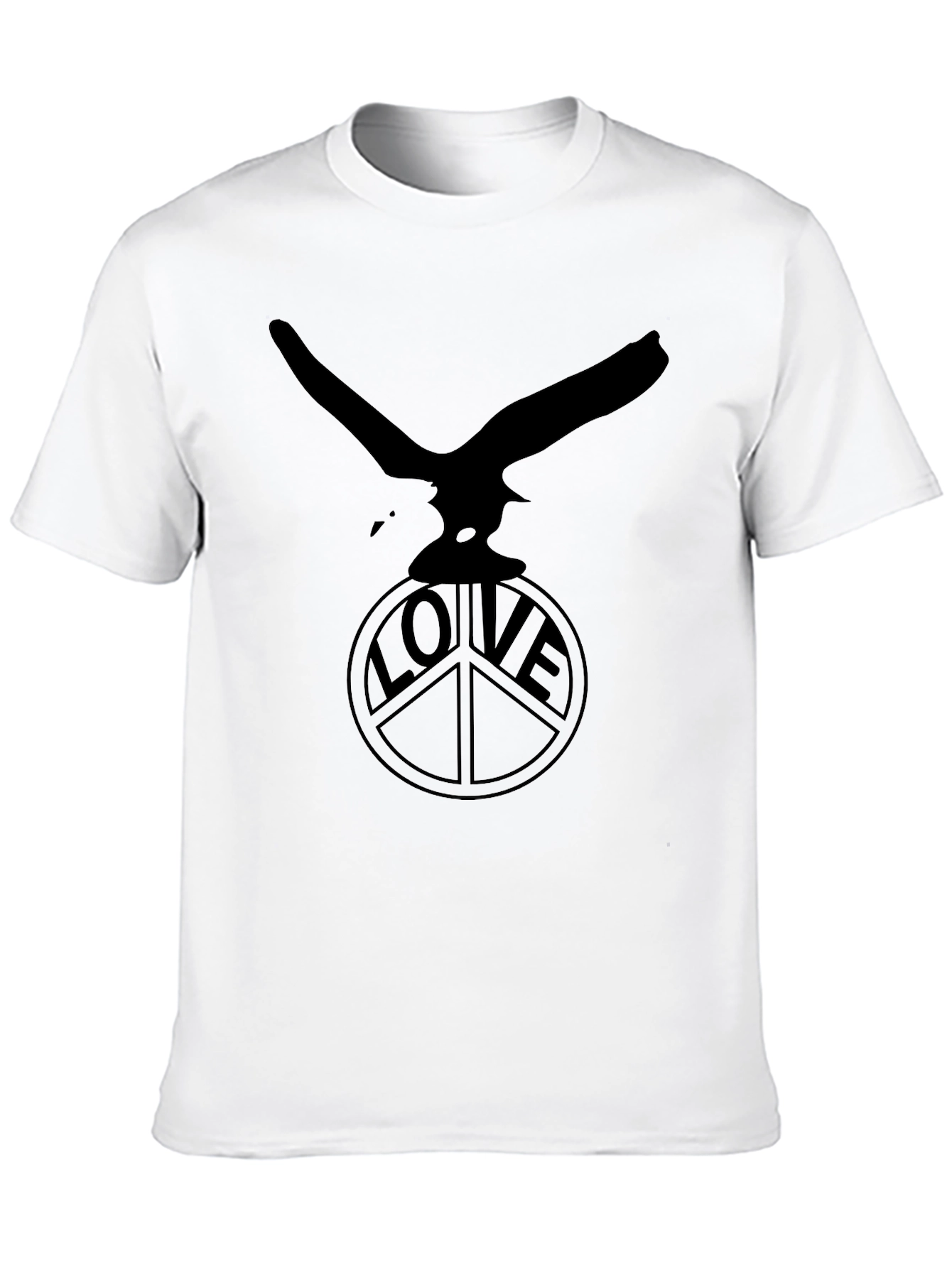 Camiseta Negra Águila y Símbolo de Paz LOVE