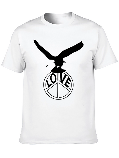 Camiseta Negra Águila y Símbolo de Paz LOVE
