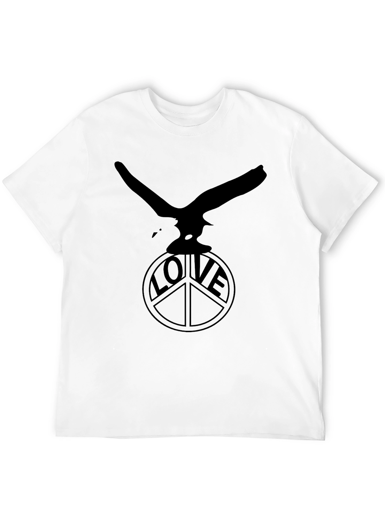 Camiseta Negra Águila y Símbolo de Paz LOVE