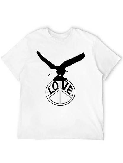 Camiseta Negra Águila y Símbolo de Paz LOVE