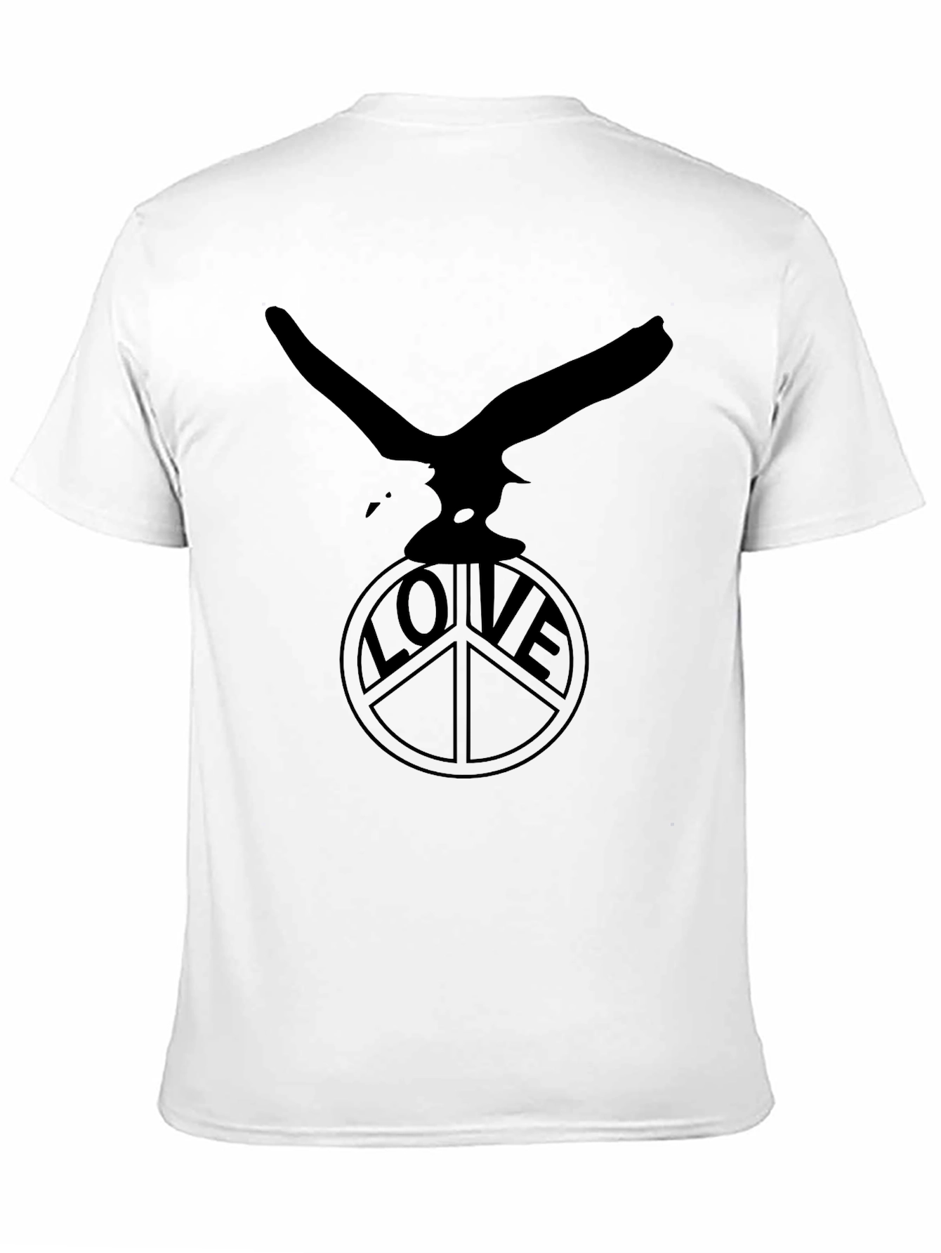 Camiseta Negra Águila y Símbolo de Paz LOVE