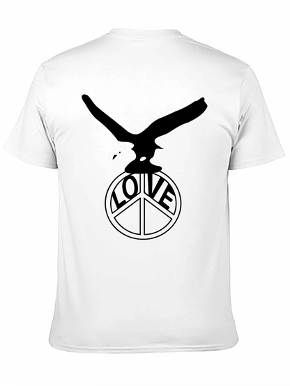 Camiseta Negra Águila y Símbolo de Paz LOVE