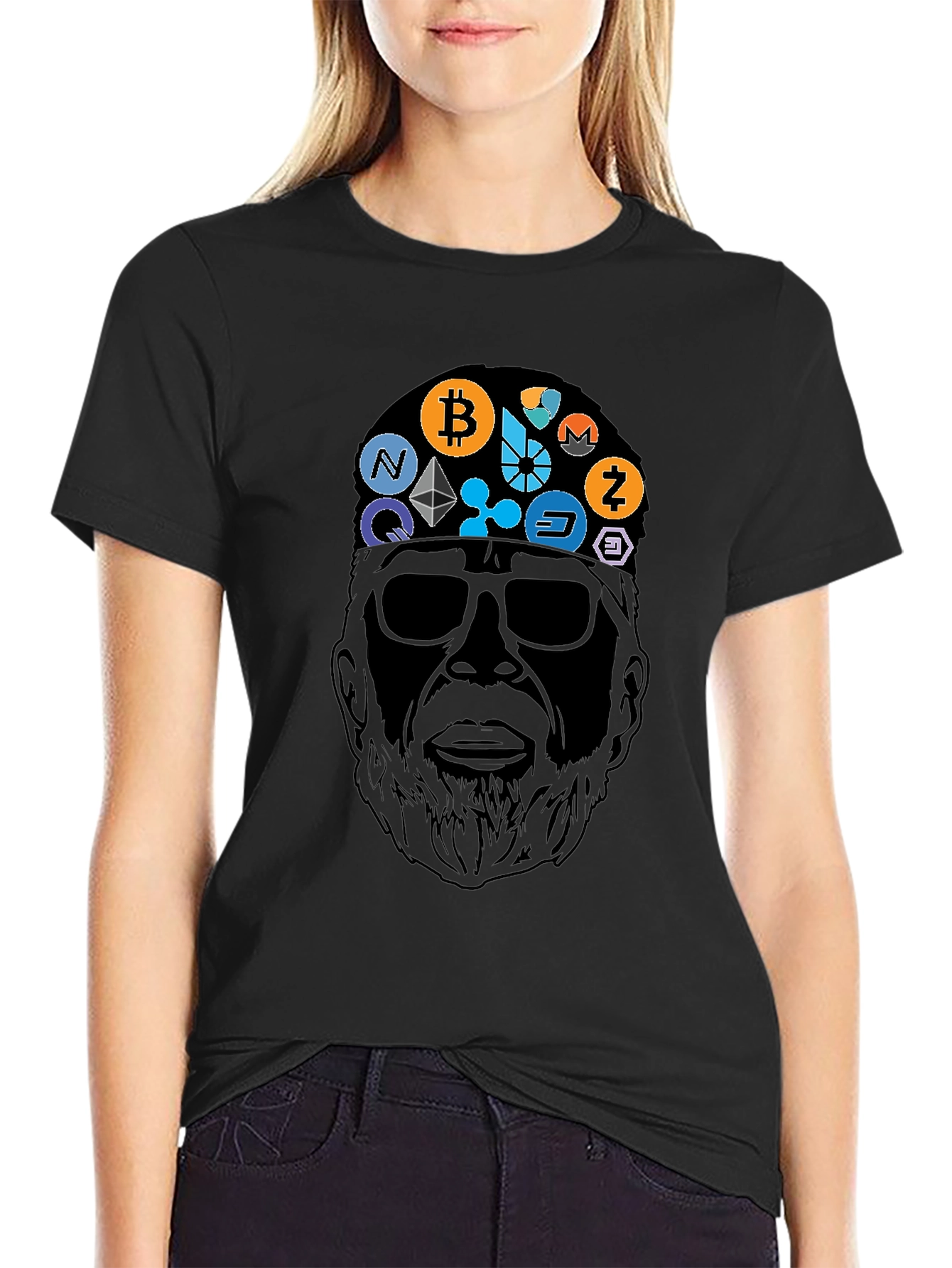 Camiseta Negra Crypto Icon Hombre Diseño Original