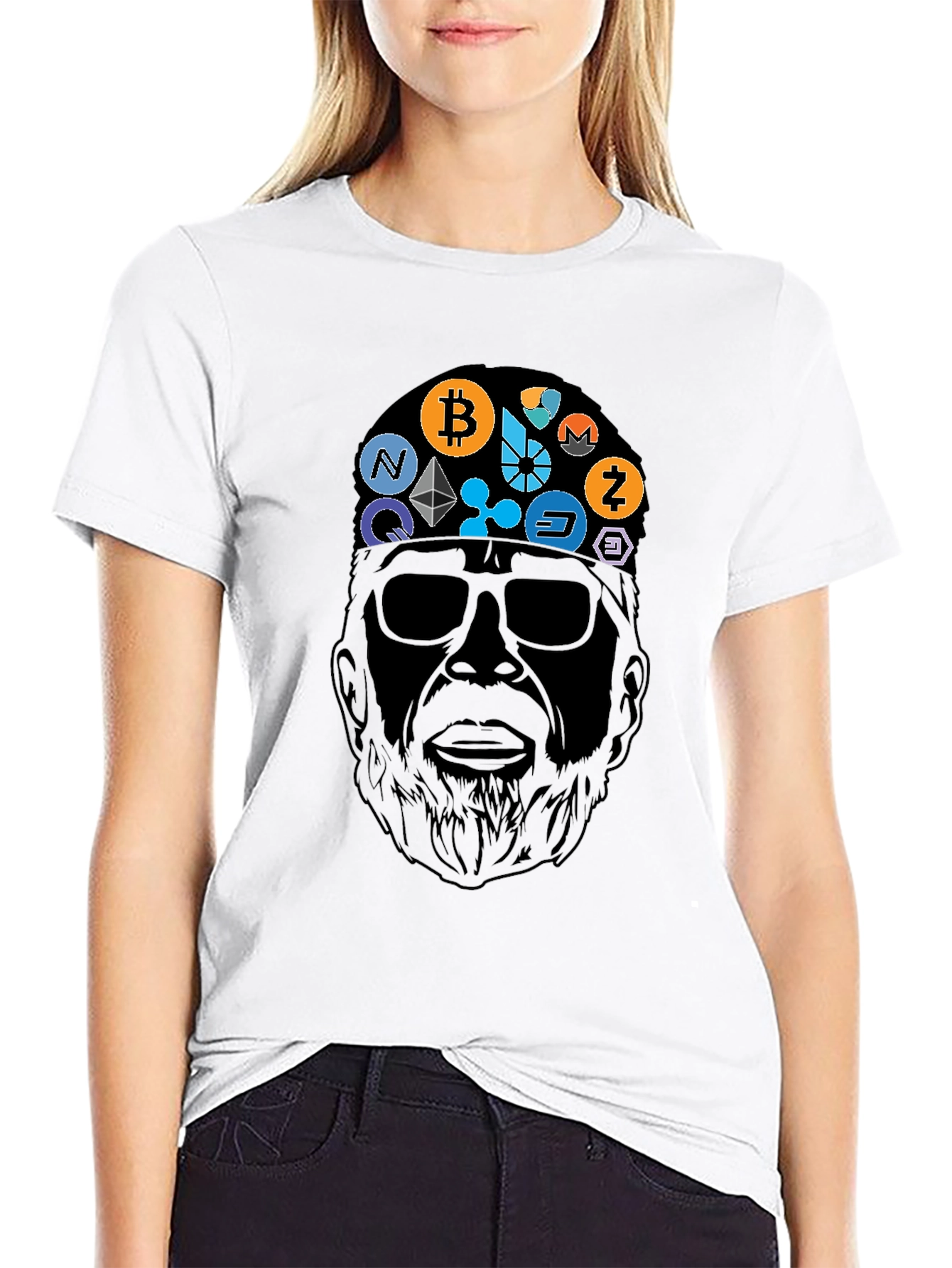 Camiseta Negra Crypto Icon Hombre Diseño Original
