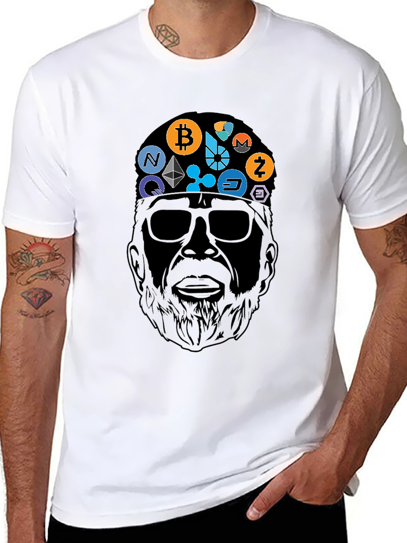 Camiseta Negra Crypto Icon Hombre Diseño Original