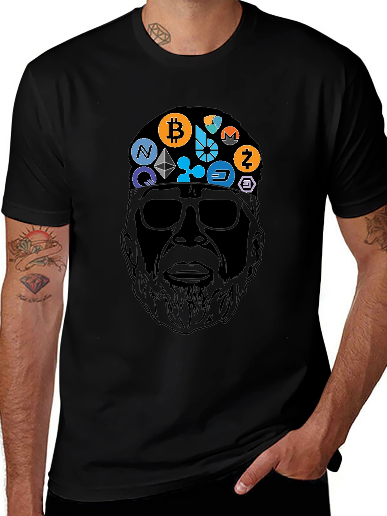 Camiseta Negra Crypto Icon Hombre Diseño Original