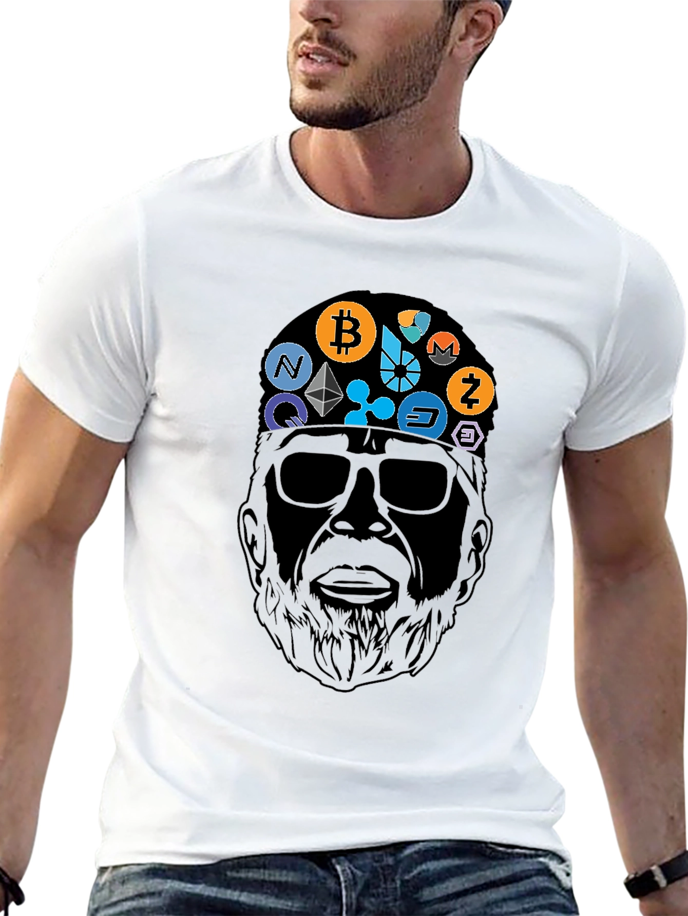 Camiseta Negra Crypto Icon Hombre Diseño Original