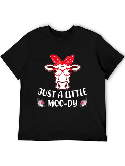 Camiseta Negra con Diseño de Vaca Moo-dy