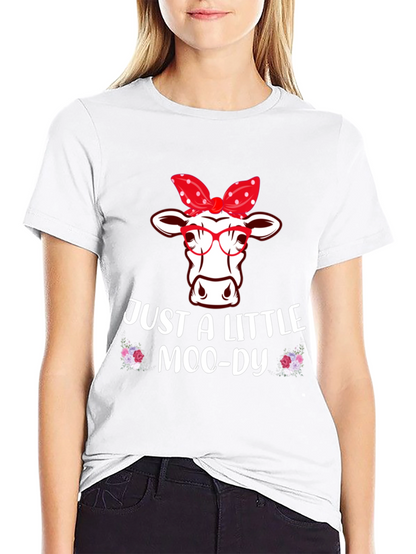 Camiseta Negra con Diseño de Vaca Moo-dy