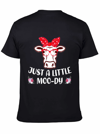 Camiseta Negra con Diseño de Vaca Moo-dy