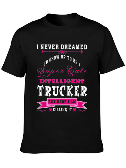Camiseta Negra: Super Cute Intelligent Trucker