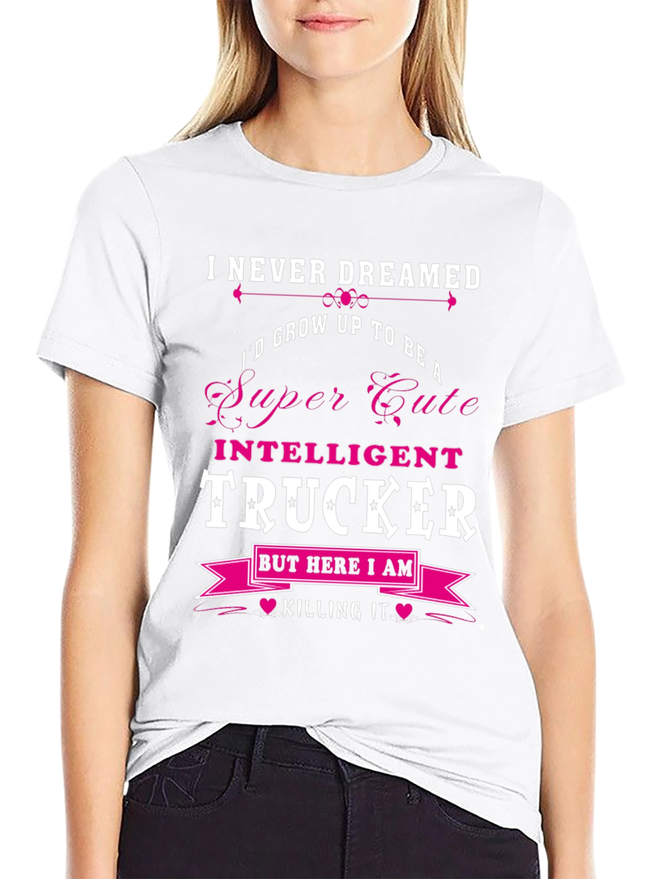 Camiseta Negra: Super Cute Intelligent Trucker