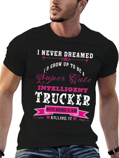 Camiseta Negra: Super Cute Intelligent Trucker