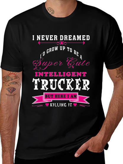 Camiseta Negra: Super Cute Intelligent Trucker