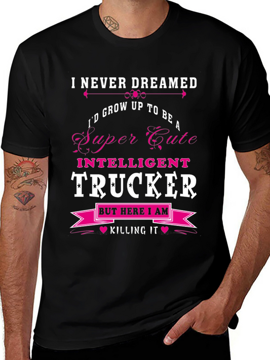 Camiseta Negra: Super Cute Intelligent Trucker
