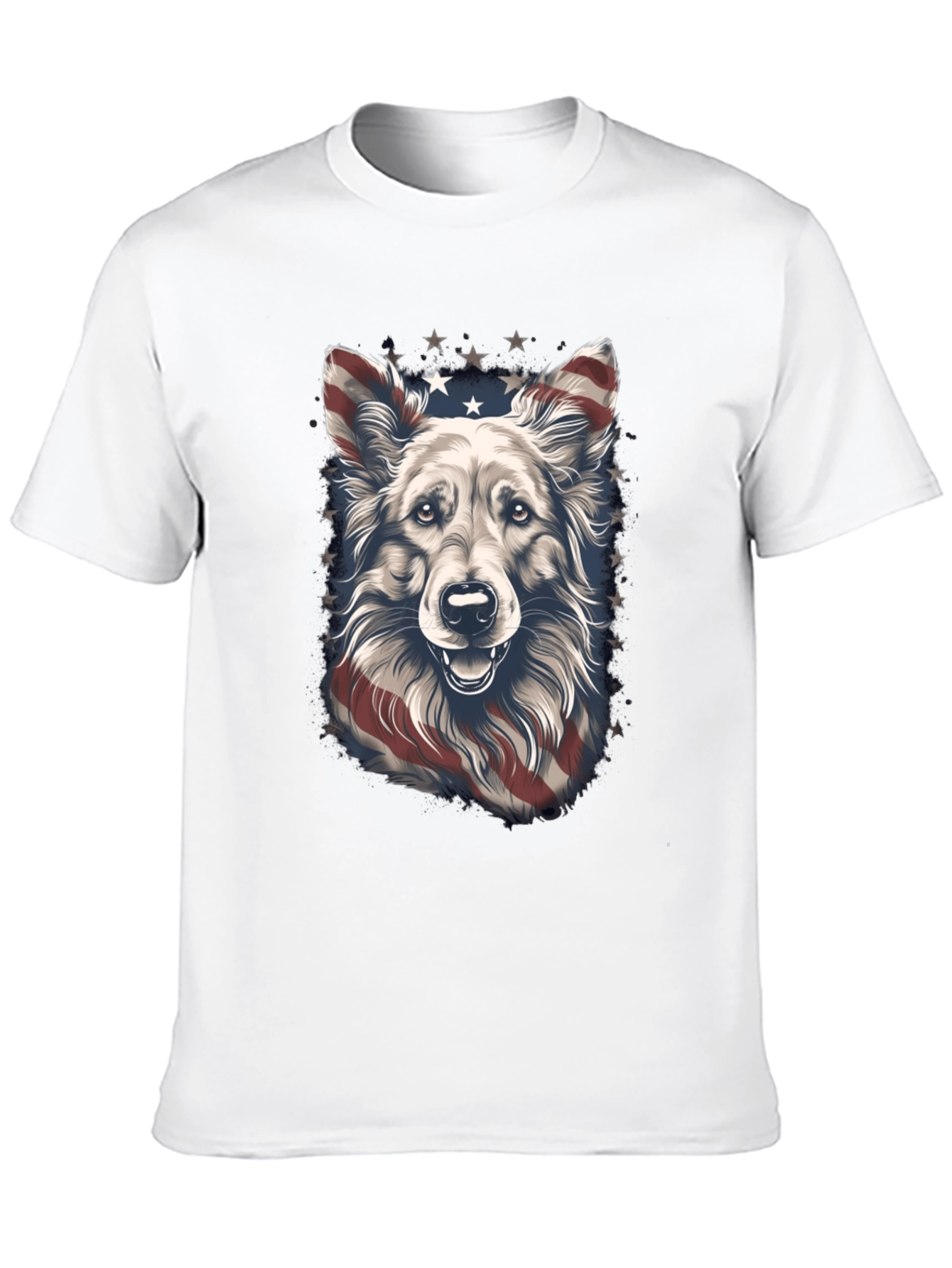 Camiseta Negra con Diseño de Perro Patriótico