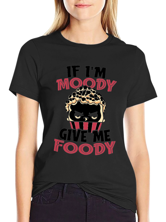 Camiseta Negra Moody Foody para Amantes de la Comida