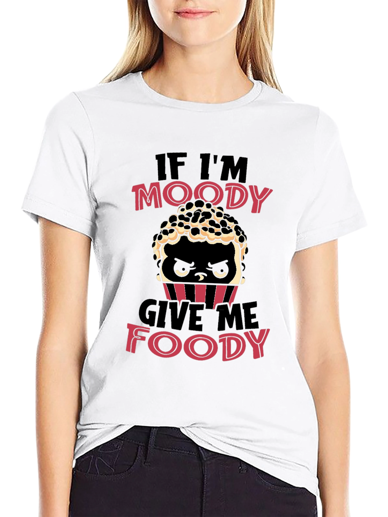 Camiseta Negra Moody Foody para Amantes de la Comida