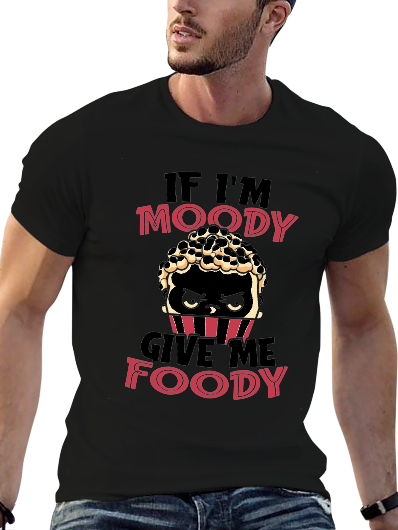 Camiseta Negra Moody Foody para Amantes de la Comida