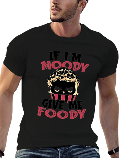 Camiseta Negra Moody Foody para Amantes de la Comida