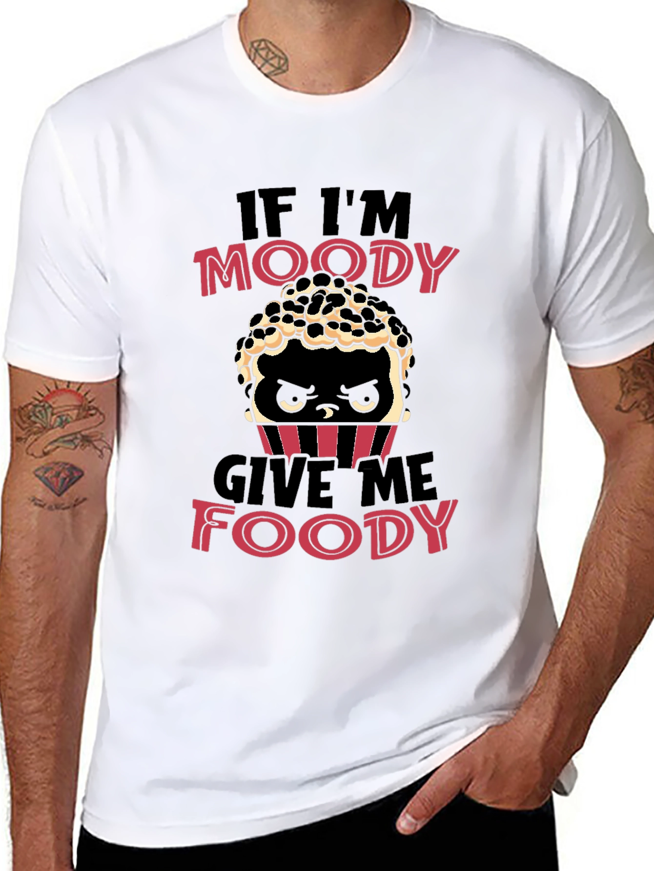 Camiseta Negra Moody Foody para Amantes de la Comida