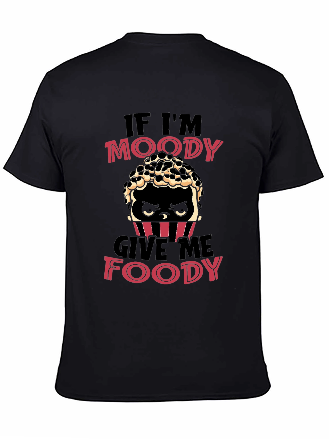 Camiseta Negra Moody Foody para Amantes de la Comida