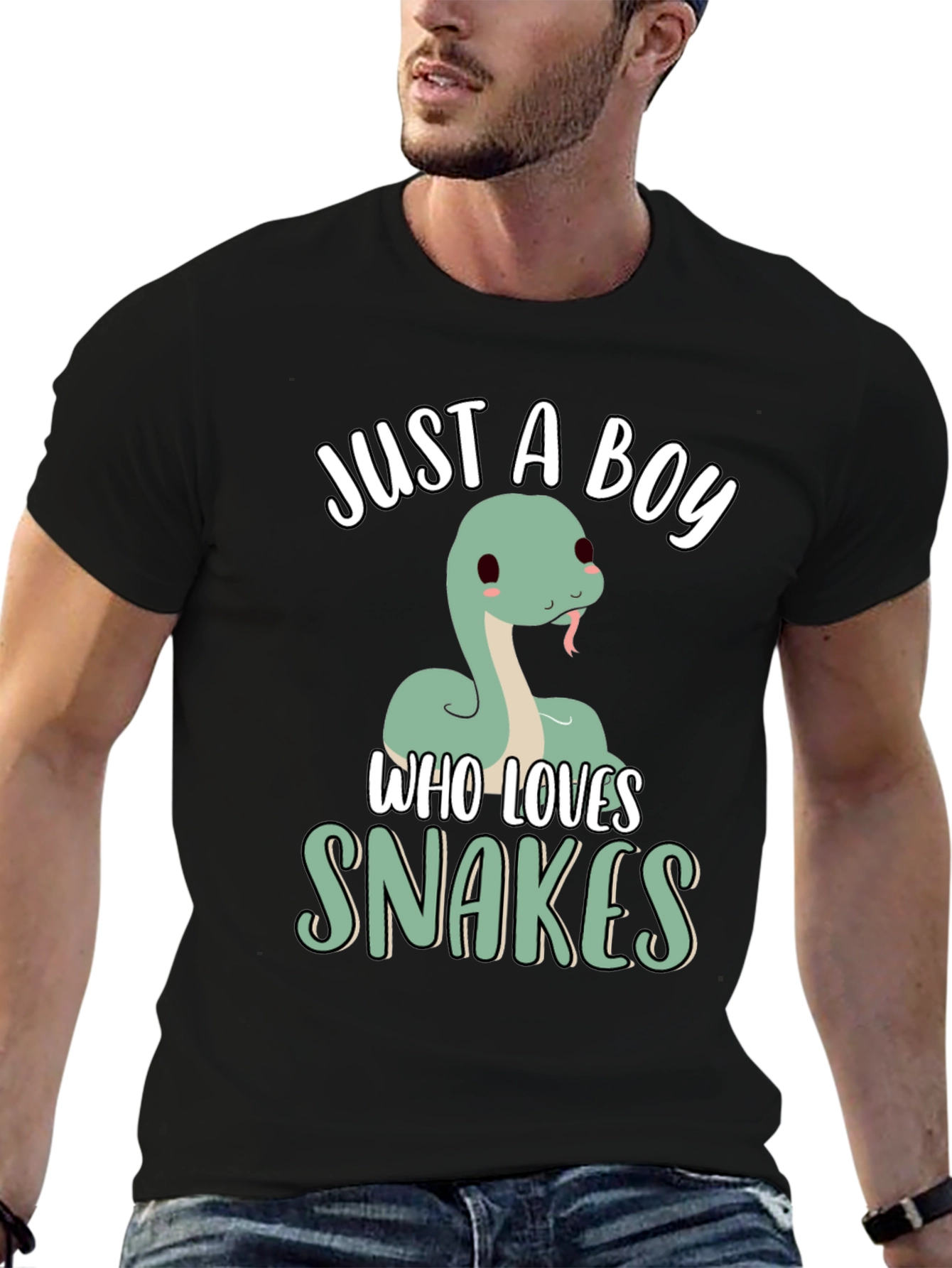 Camiseta Negra Just a Boy Who Loves Snakes