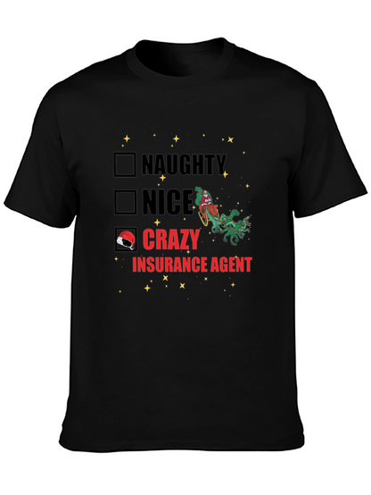 Camiseta Negra Navideña Agente de Seguros Crazy