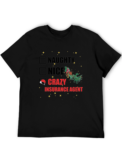 Camiseta Negra Navideña Agente de Seguros Crazy