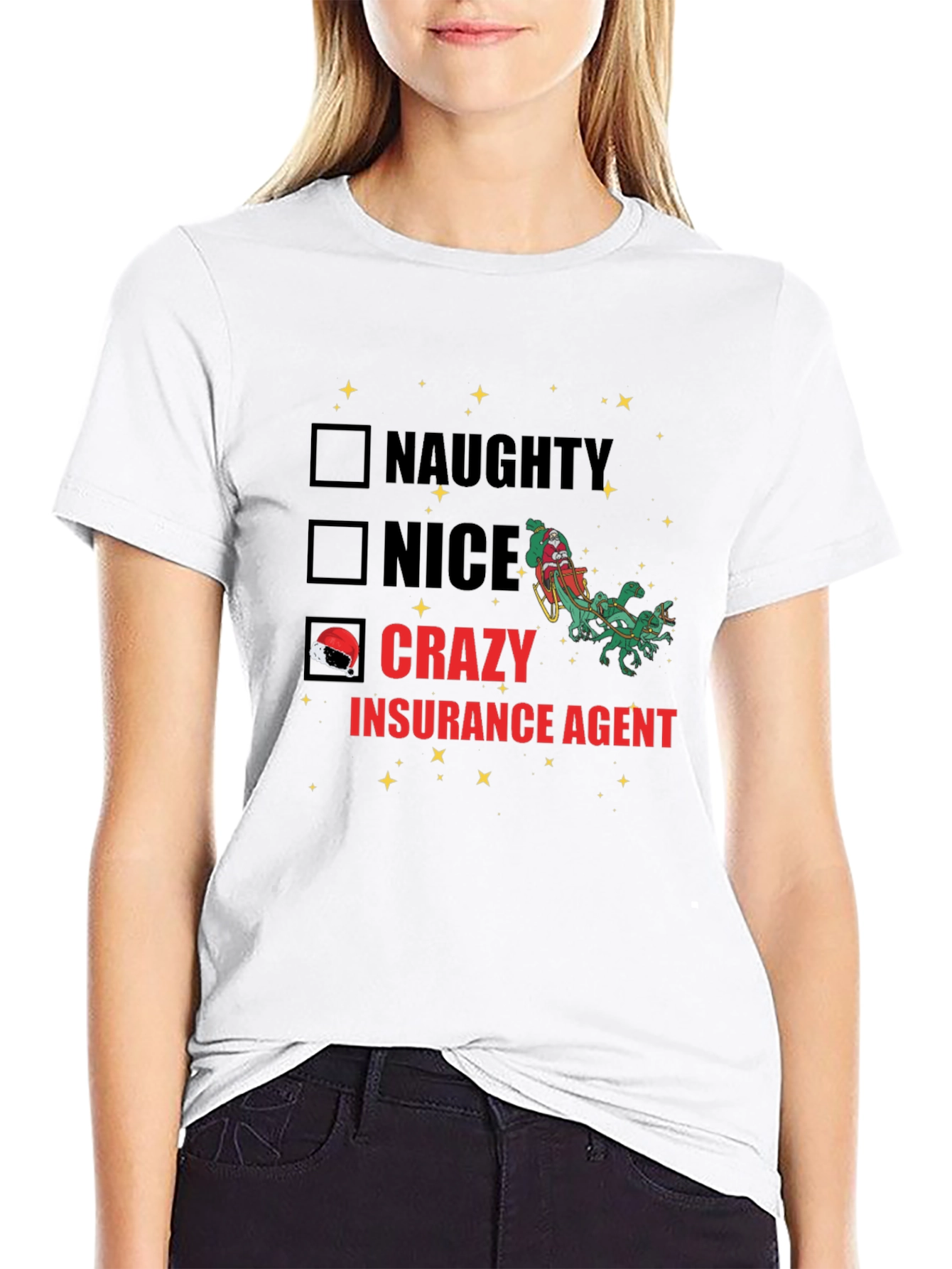 Camiseta Negra Navideña Agente de Seguros Crazy