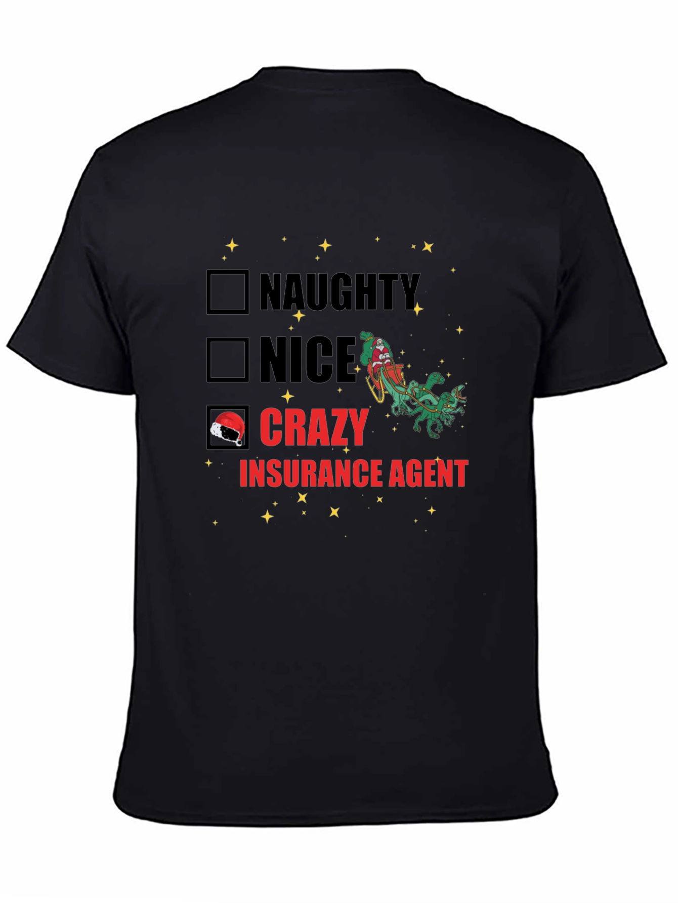 Camiseta Negra Navideña Agente de Seguros Crazy