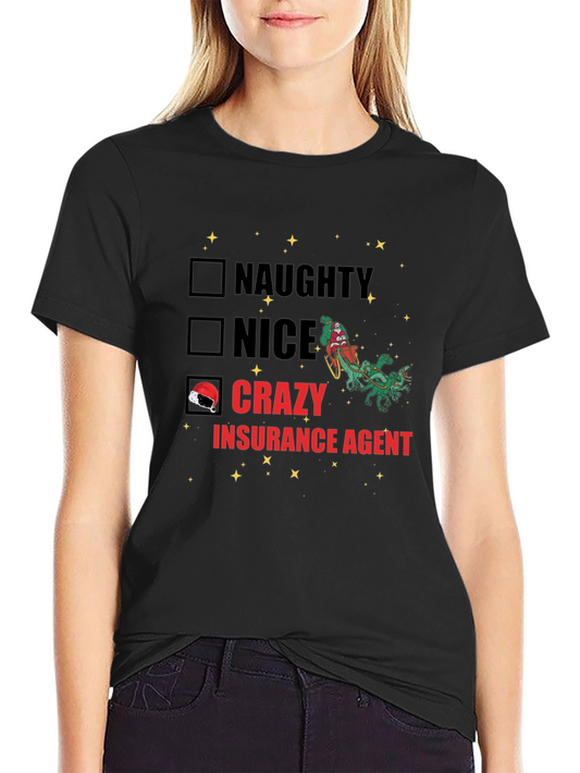 Camiseta Negra Navideña Agente de Seguros Crazy